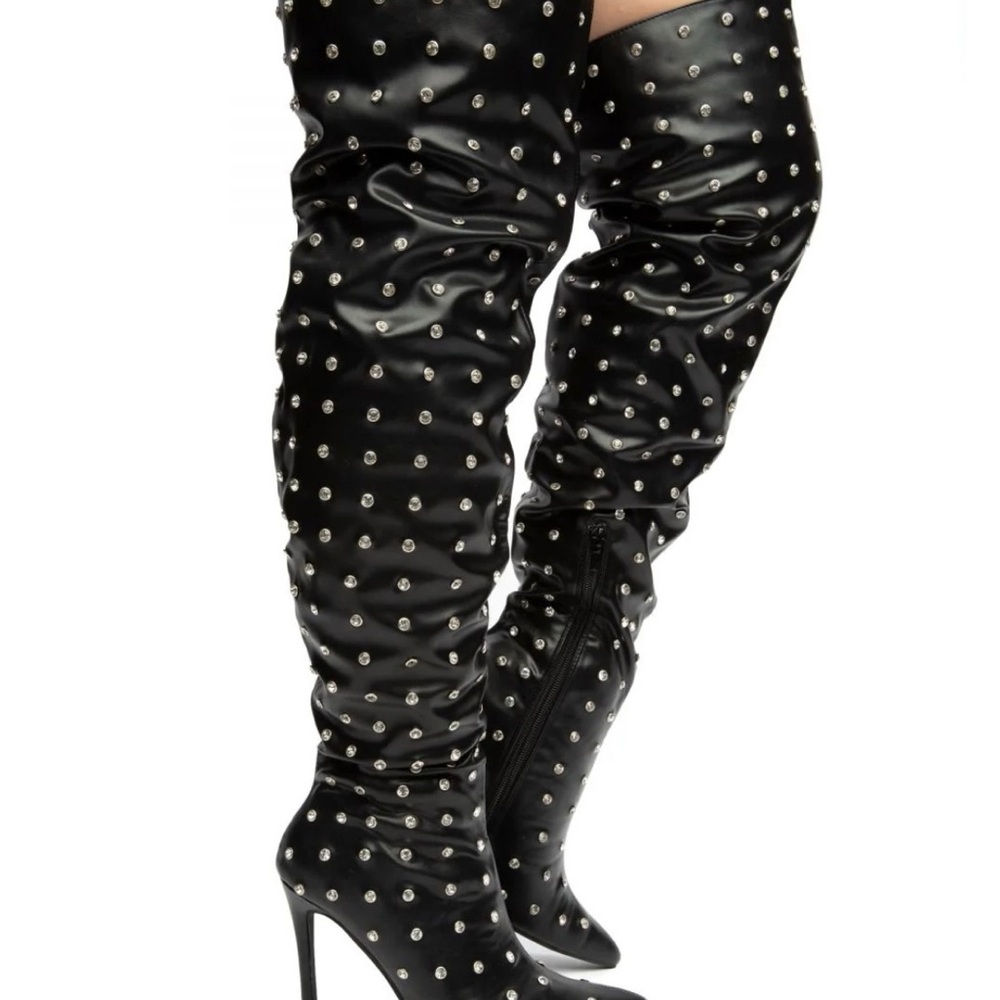 Cape Robbin Black Studded Over the Knee Boots